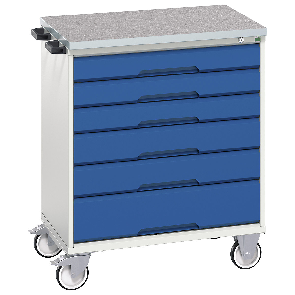 Bott Verso Mobile Cabinets | 800mm Wide, Bott Verso Mobile Cabinets | 800mm Wide, Bott Verso Mobile Cabinet | 980h x 800w x 600d mm | 6 Drawers | Lino Top | Blue-0