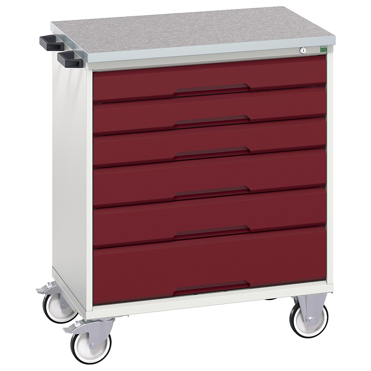 Bott Verso Mobile Cabinets | 800mm Wide, Bott Verso Mobile Cabinets | 800mm Wide, Bott Verso Mobile Cabinet | 980h x 800w x 600d mm | 6 Drawers | Lino Top | Red-0