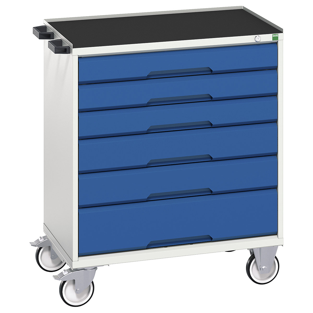 Bott Verso Mobile Cabinets | 800mm Wide, Bott Verso Mobile Cabinets | 800mm Wide, Bott Verso Mobile Cabinet | 965h x 800w x 550d mm | 6 Drawers | Top Tray & Mat | Blue-0