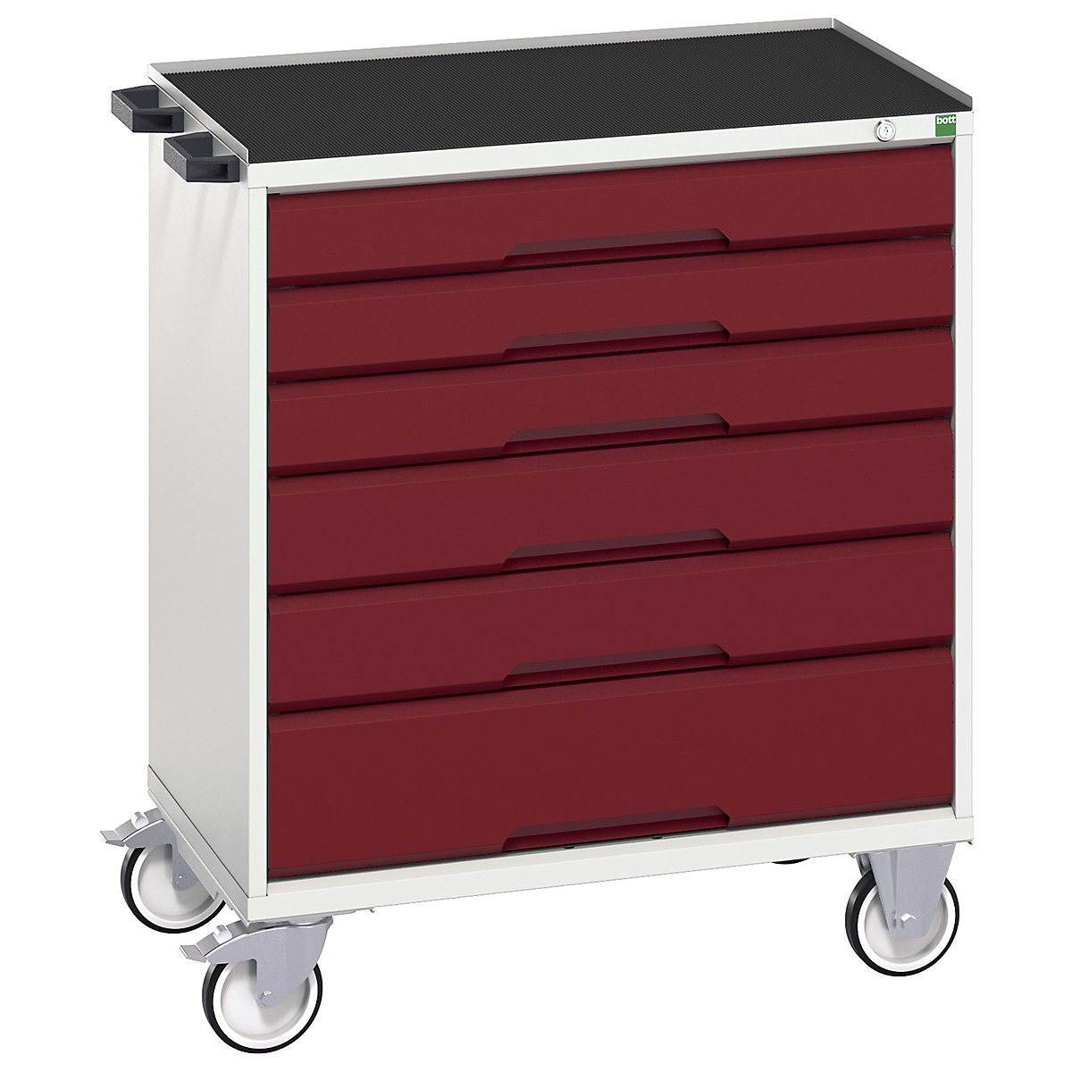 Bott Verso Mobile Cabinets | 800mm Wide, Bott Verso Mobile Cabinets | 800mm Wide, Bott Verso Mobile Cabinet | 965h x 800w x 550d mm | 6 Drawers | Top Tray & Mat | Red-0