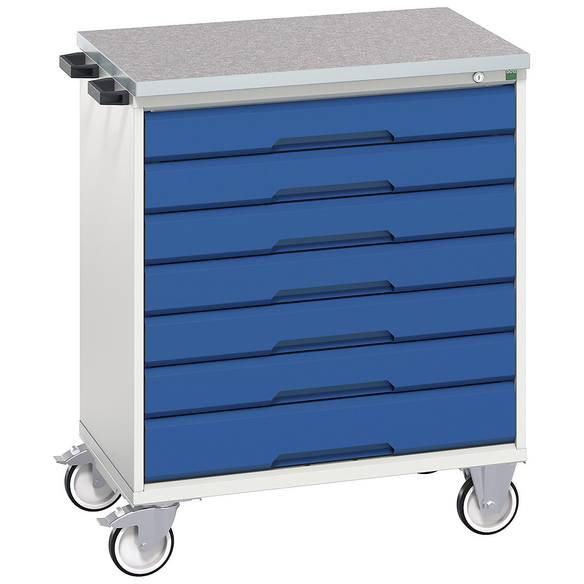 Bott Verso Mobile Cabinets | 800mm Wide, Bott Verso Mobile Cabinets | 800mm Wide, Bott Verso Mobile Cabinet | 980h x 800w x 600d mm | 7 Drawers | Lino Top | Blue-0