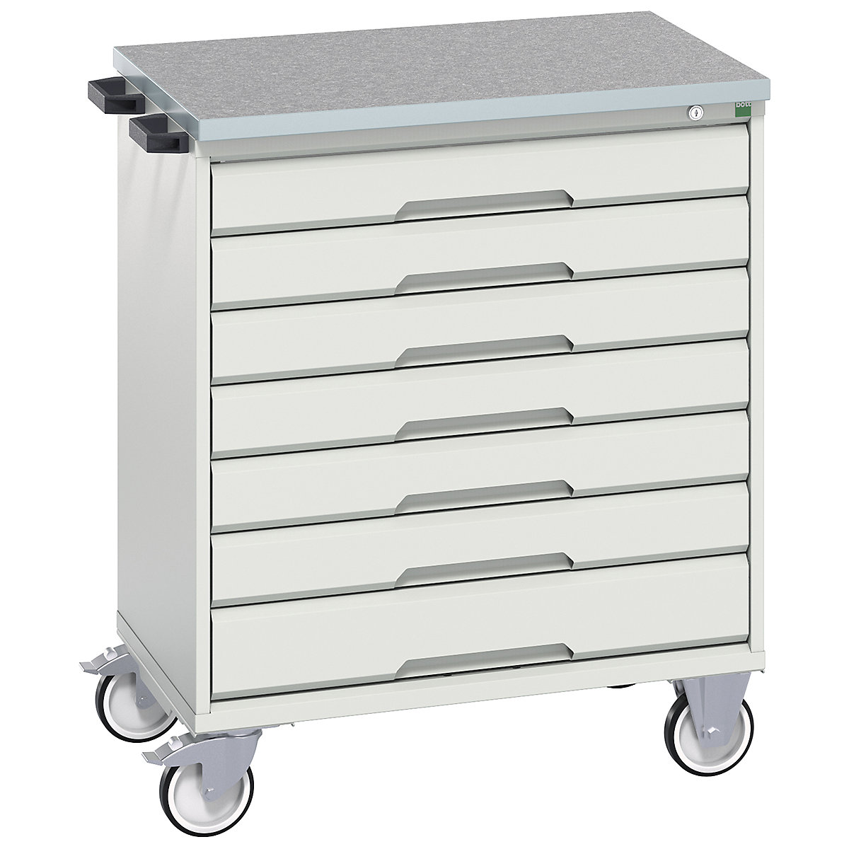 Bott Verso Mobile Cabinets | 800mm Wide, Bott Verso Mobile Cabinets | 800mm Wide, Bott Verso Mobile Cabinet | 980h x 800w x 600d mm | 7 Drawers | Lino Top | Light Grey-0