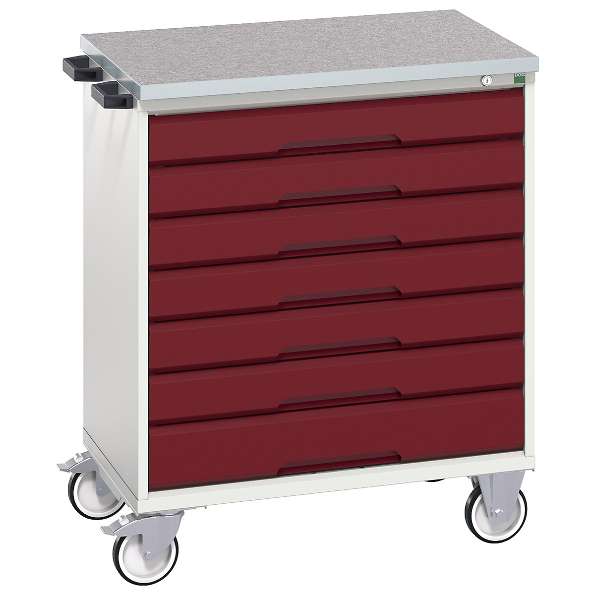 Bott Verso Mobile Cabinets | 800mm Wide, Bott Verso Mobile Cabinets | 800mm Wide, Bott Verso Mobile Cabinet | 980h x 800w x 600d mm | 7 Drawers | Lino Top | Red-0