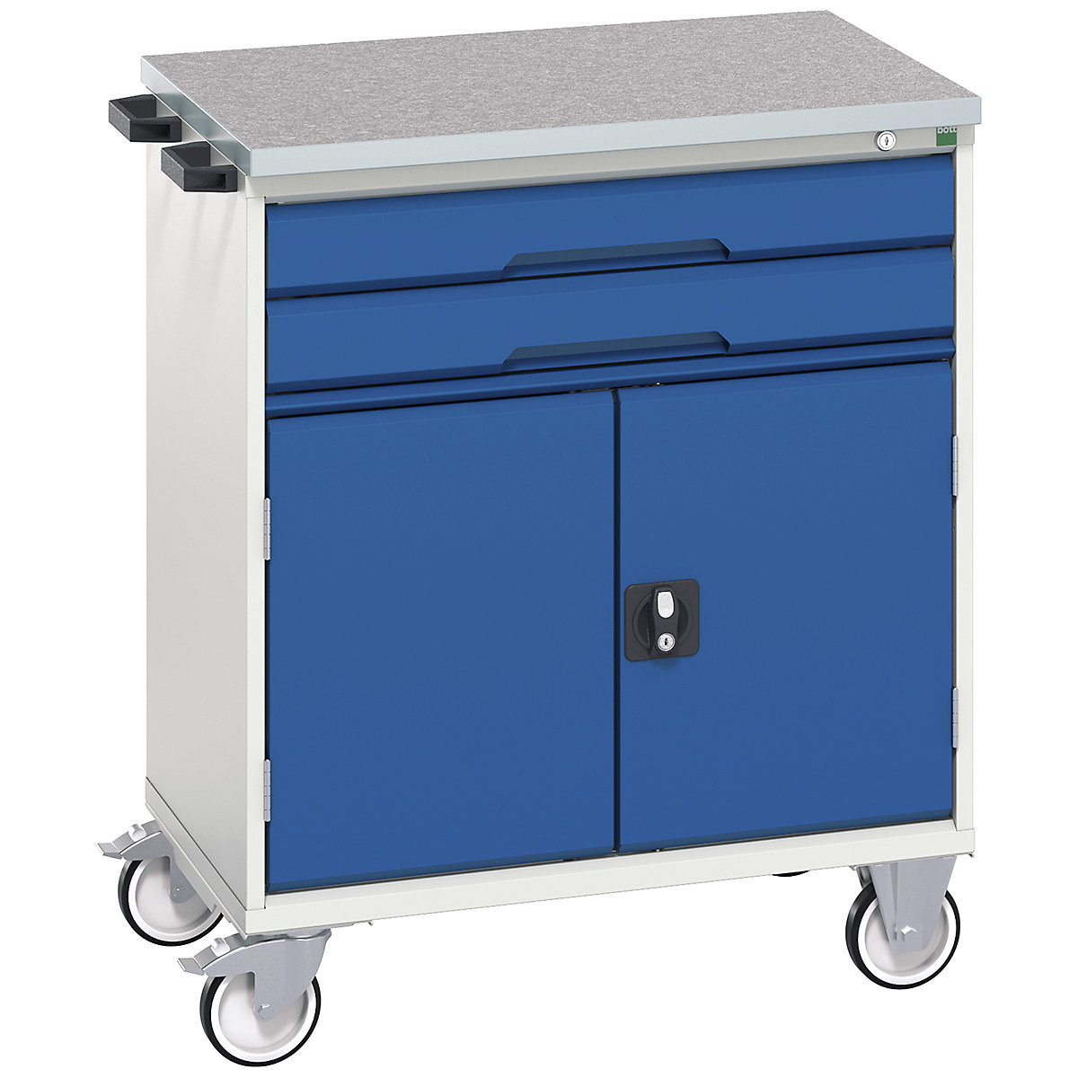 Bott Verso Mobile Cabinets | 800mm Wide, Bott Verso Mobile Cabinets | 800mm Wide, Bott Verso Mobile Cabinet | 980h x 800w x 600d mm | 2 Drawers & 2 Doors | Lino Top | Blue-0