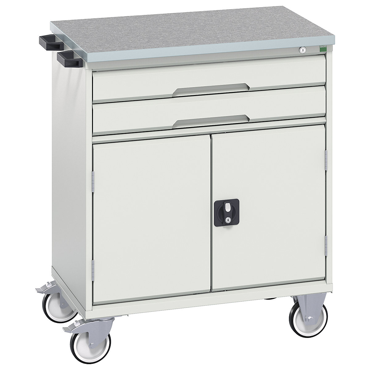 Bott Verso Mobile Cabinets | 800mm Wide, Bott Verso Mobile Cabinets | 800mm Wide, Bott Verso Mobile Cabinet | 980h x 800w x 600d mm | 2 Drawers & 2 Doors | Lino Top | Light Grey-0