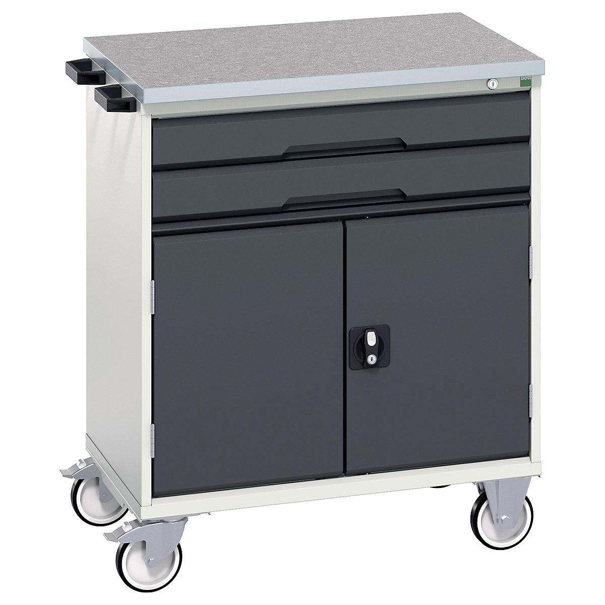 Bott Verso Mobile Cabinets | 800mm Wide, Bott Verso Mobile Cabinets | 800mm Wide, Bott Verso Mobile Cabinet | 980h x 800w x 600d mm | 2 Drawers & 2 Doors | Lino Top | Anthracite Grey-0