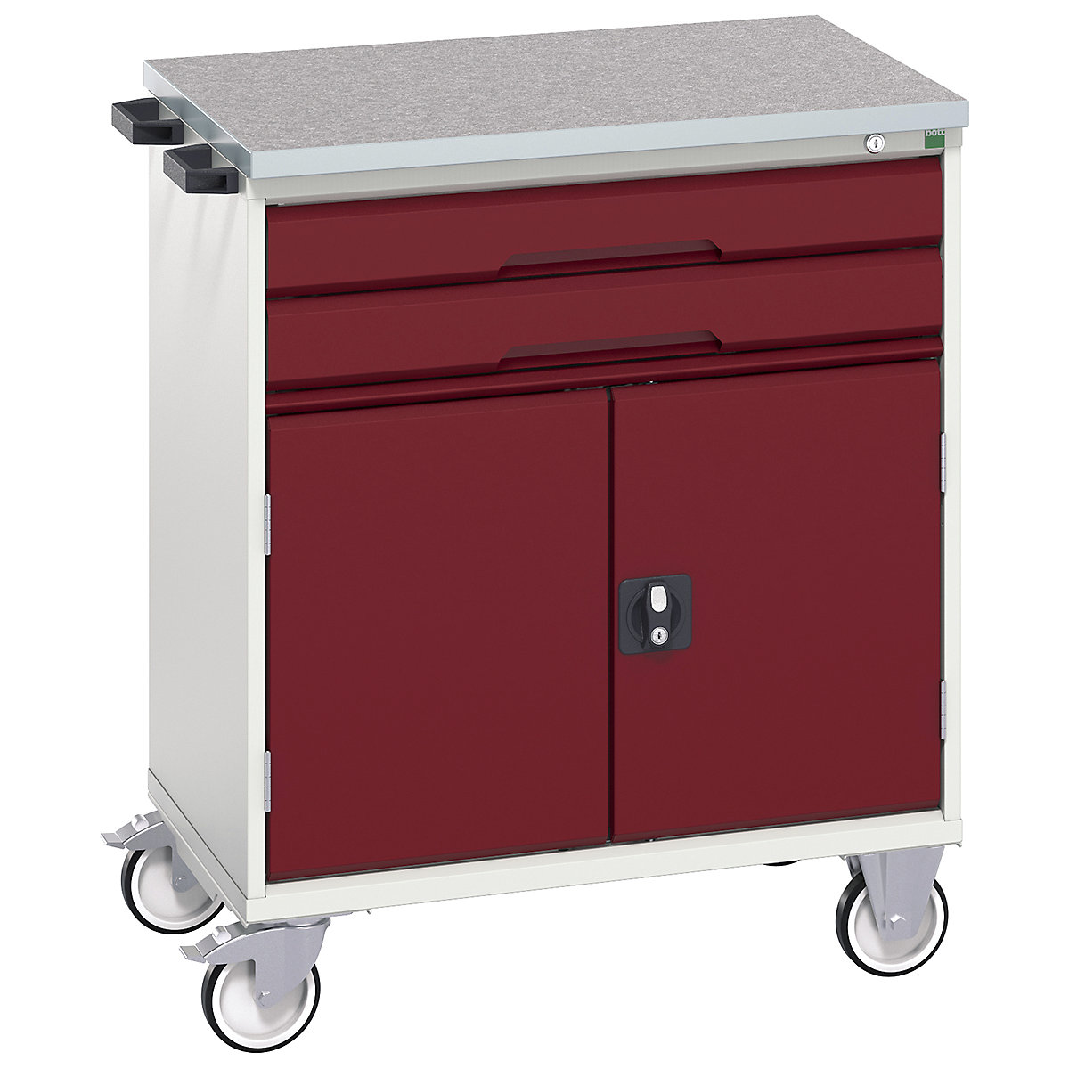Bott Verso Mobile Cabinets | 800mm Wide, Bott Verso Mobile Cabinets | 800mm Wide, Bott Verso Mobile Cabinet | 980h x 800w x 600d mm | 2 Drawers & 2 Doors | Lino Top | Red-0
