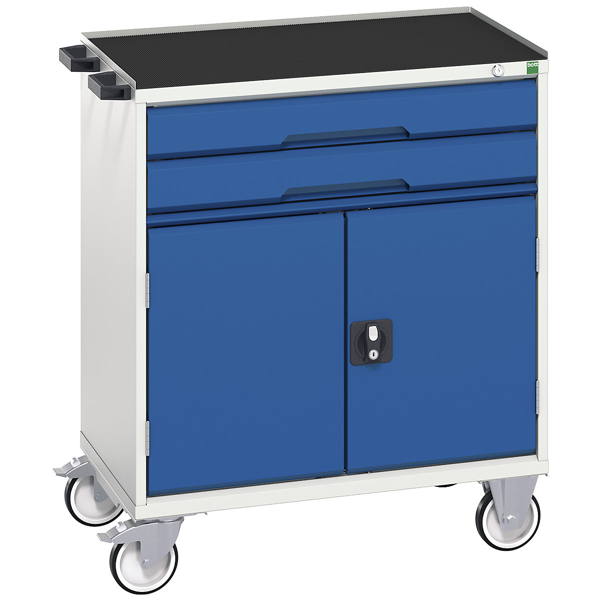 Bott Verso Mobile Cabinets | 800mm Wide, Bott Verso Mobile Cabinets | 800mm Wide, Bott Verso Mobile Cabinet | 965h x 800w x 550d mm | 2 Drawers & 2 Doors | Top Tray & Mat | Blue-0