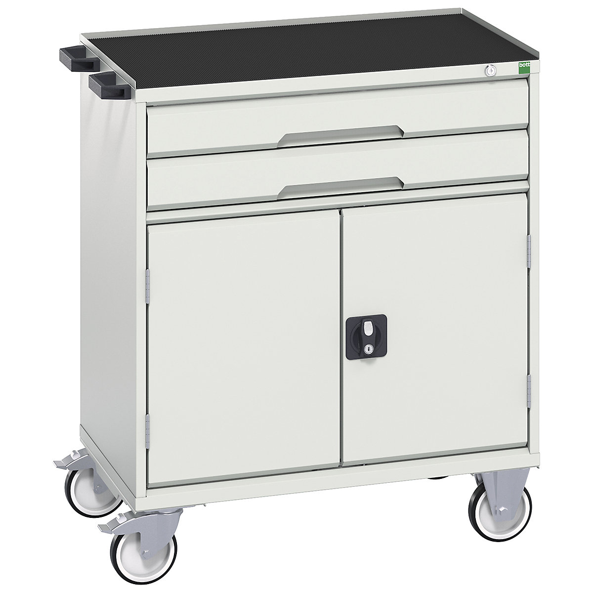 Bott Verso Mobile Cabinets | 800mm Wide, Bott Verso Mobile Cabinets | 800mm Wide, Bott Verso Mobile Cabinet | 965h x 800w x 550d mm | 2 Drawers & 2 Doors | Top Tray & Mat | Light Grey-0