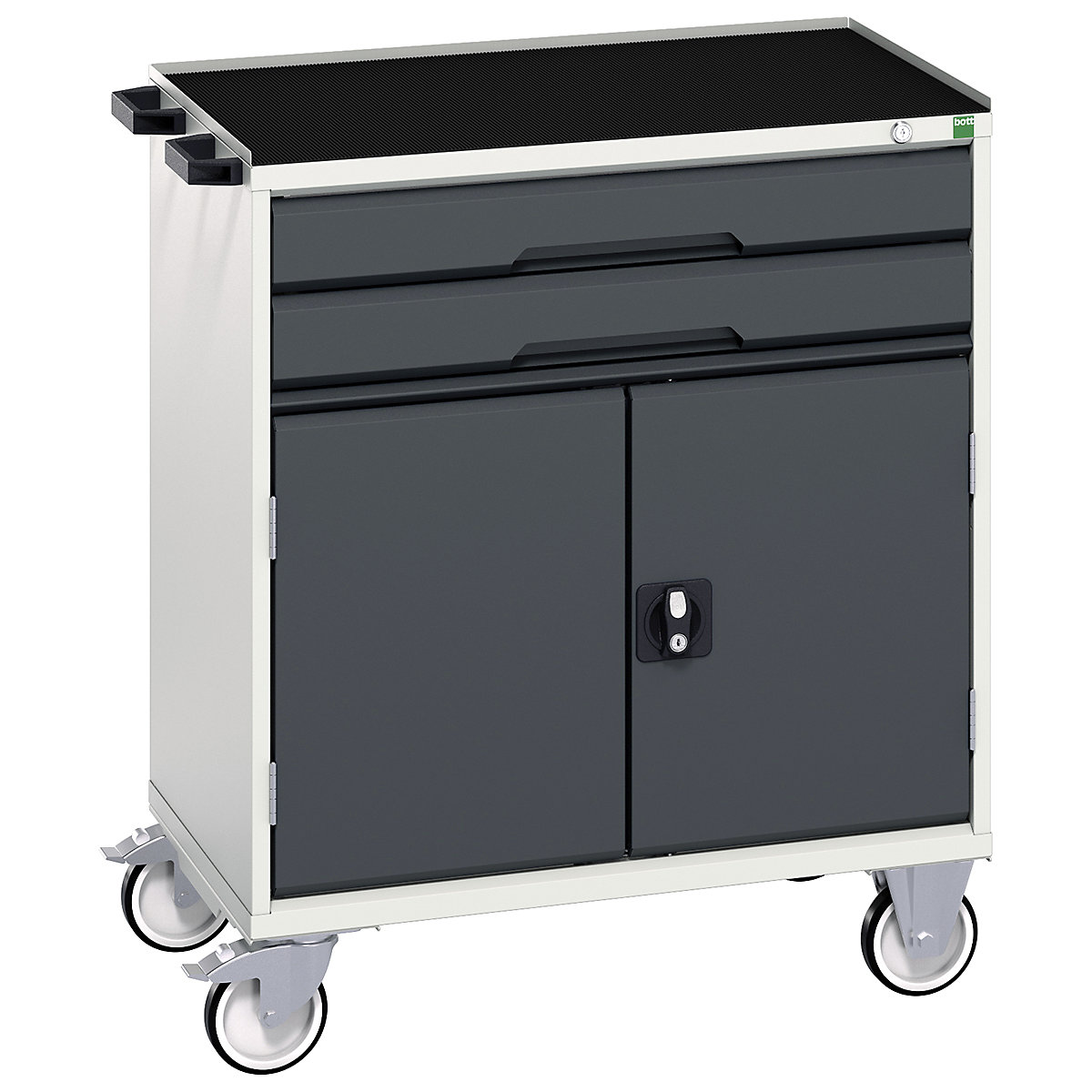 Bott Verso Mobile Cabinets | 800mm Wide, Bott Verso Mobile Cabinets | 800mm Wide, Bott Verso Mobile Cabinet | 965h x 800w x 550d mm | 2 Drawers & 2 Doors | Top Tray & Mat | Anthracite Grey-0