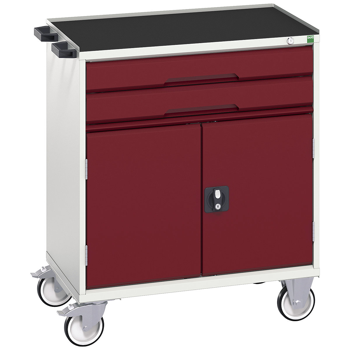 Bott Verso Mobile Cabinets | 800mm Wide, Bott Verso Mobile Cabinets | 800mm Wide, Bott Verso Mobile Cabinet | 965h x 800w x 550d mm | 2 Drawers & 2 Doors | Top Tray & Mat | Red-0