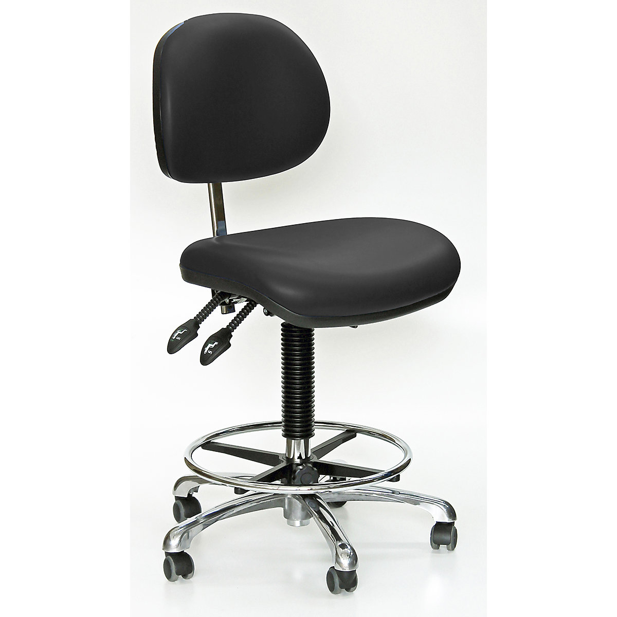BiGDUG Cleanroom Draughtsman Chairs with HEPA Filter, BiGDUG Cleanroom Draughtsman Chairs with HEPA Filter, BiGDUG Cleanroom Draughtsman Chair with Castors | 520-720mm Adjustment | Adjustable Foot Ring | Anthracite-0