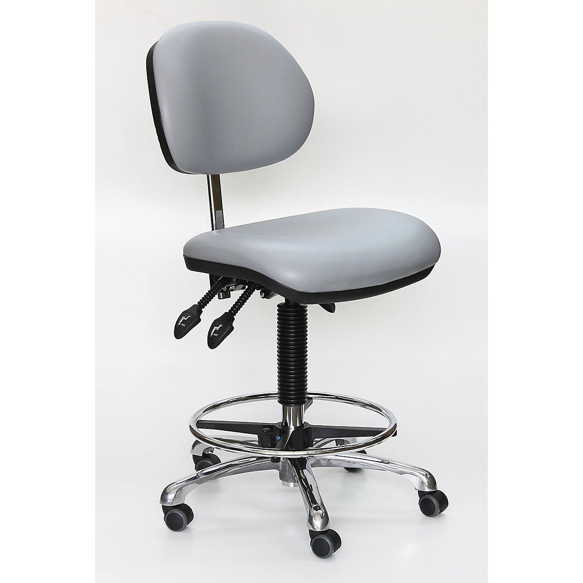 BiGDUG Cleanroom Draughtsman Chairs with HEPA Filter, BiGDUG Cleanroom Draughtsman Chairs with HEPA Filter, BiGDUG Cleanroom Draughtsman Chair with Feet | 520-720mm Adjustment | Adjustable Foot Ring | Battleship-0