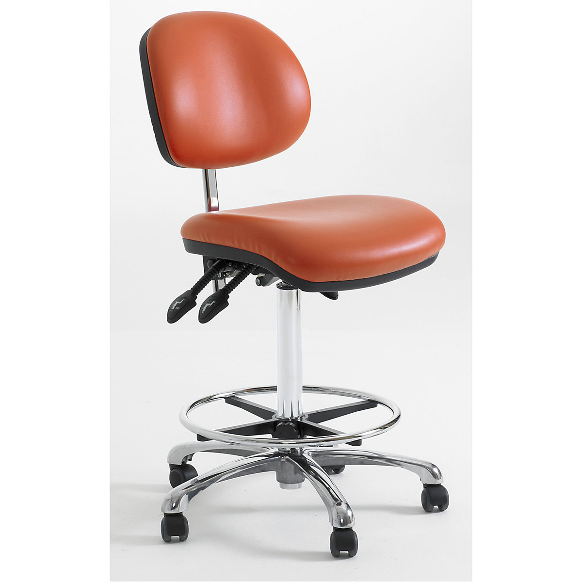 BiGDUG Cleanroom Draughtsman Chairs with HEPA Filter, BiGDUG Cleanroom Draughtsman Chairs with HEPA Filter, BiGDUG Cleanroom Draughtsman Chair with Feet | 520-720mm Adjustment | Adjustable Foot Ring | Gingersnap-0