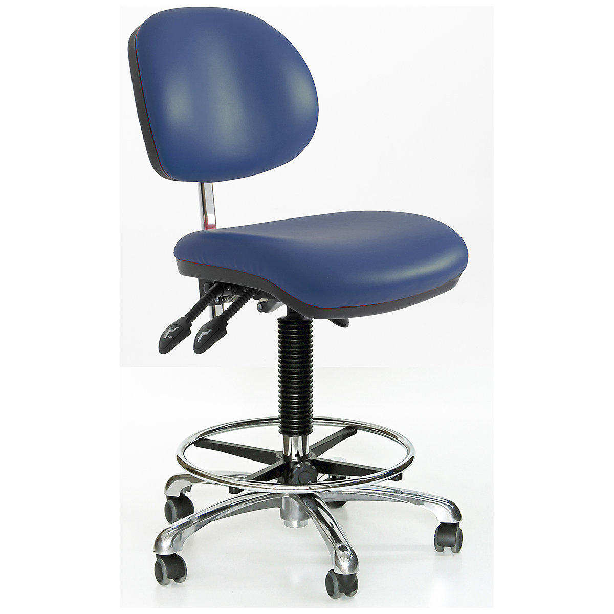 BiGDUG Cleanroom Draughtsman Chairs with HEPA Filter, BiGDUG Cleanroom Draughtsman Chairs with HEPA Filter, BiGDUG Cleanroom Draughtsman Chair with Castors | 520-720mm Adjustment | Adjustable Foot Ring | Sapphire-0