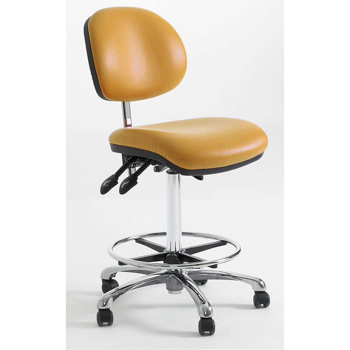 BiGDUG Cleanroom Draughtsman Chairs with HEPA Filter, BiGDUG Cleanroom Draughtsman Chairs with HEPA Filter, BiGDUG Cleanroom Draughtsman Chair with Castors | 520-720mm Adjustment | Adjustable Foot Ring | Tangerine-0