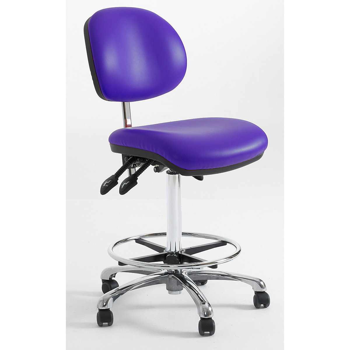 BiGDUG Cleanroom Draughtsman Chairs with HEPA Filter, BiGDUG Cleanroom Draughtsman Chairs with HEPA Filter, BiGDUG Cleanroom Draughtsman Chair with Feet | 520-720mm Adjustment | Adjustable Foot Ring | Ultraviolet-0