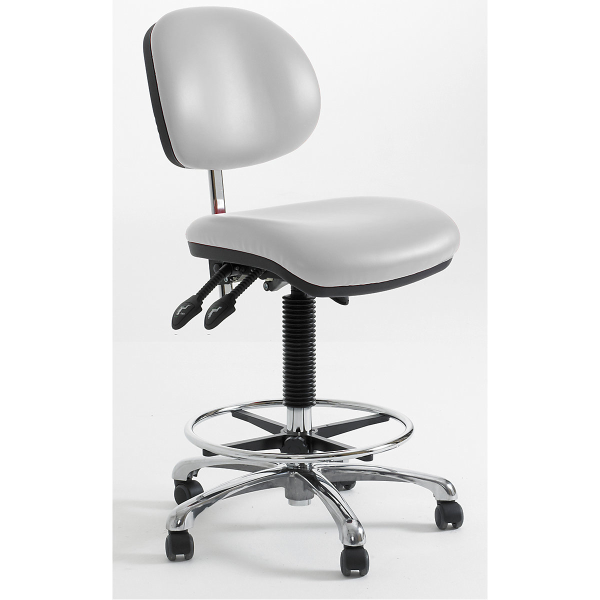 BiGDUG Cleanroom Draughtsman Chairs with HEPA Filter, BiGDUG Cleanroom Draughtsman Chairs with HEPA Filter, BiGDUG Cleanroom Draughtsman Chair with Castors | 520-720mm Adjustment | Adjustable Foot Ring | White-0