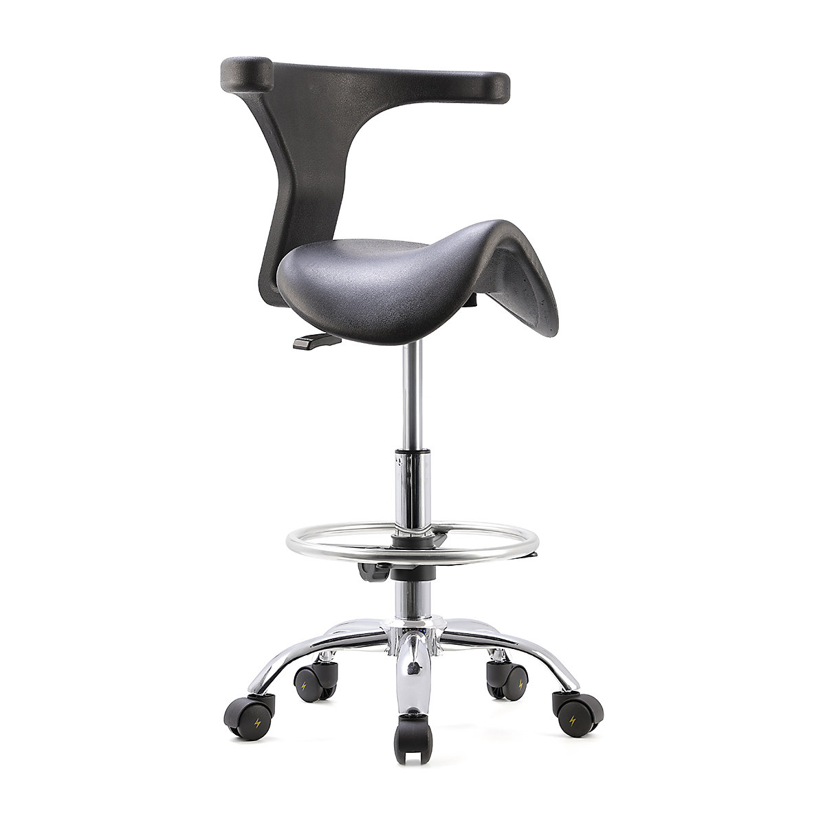 BiGDUG Essentials ESD Anti-Static Saddle Stool with Backrest