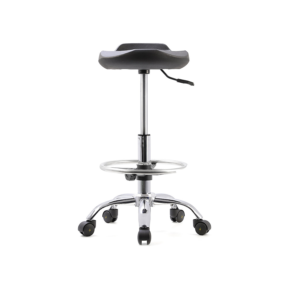BiGDUG Pro ESD Anti-Static Stool, BiGDUG Pro ESD Anti-Static Stool, BiGDUG Pro ESD Anti-Static Stool | Adjustable Chrome Footring | 560-750h x 350w x 350d mm | Black-2