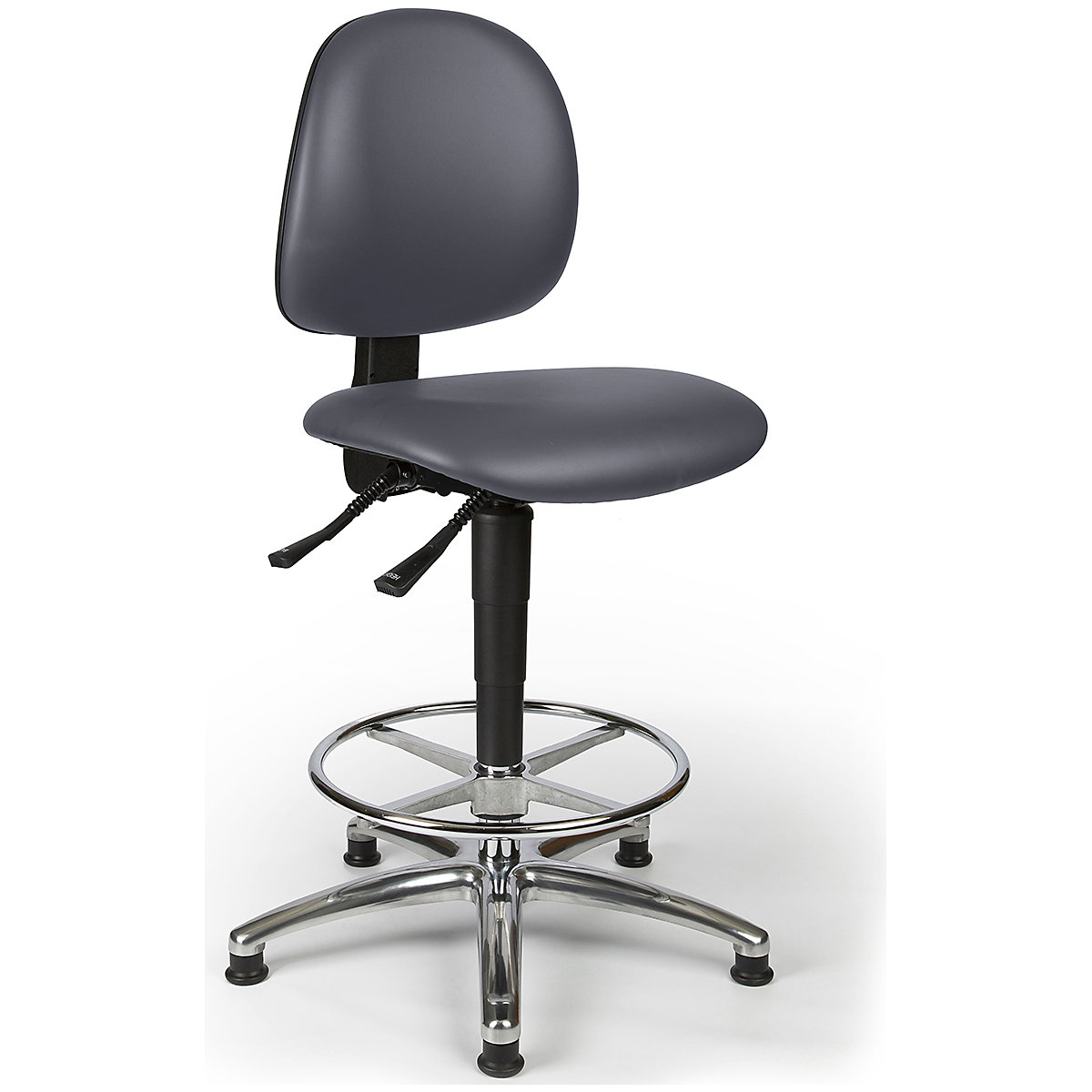 Techsit Tech Laboratory Chairs, Techsit Tech Laboratory Chairs, Techsit Tech Laboratory High Chair with Foot Ring | Seat Slide | Black Base | Medium Back | Soft Tyre Castors | Grey-0