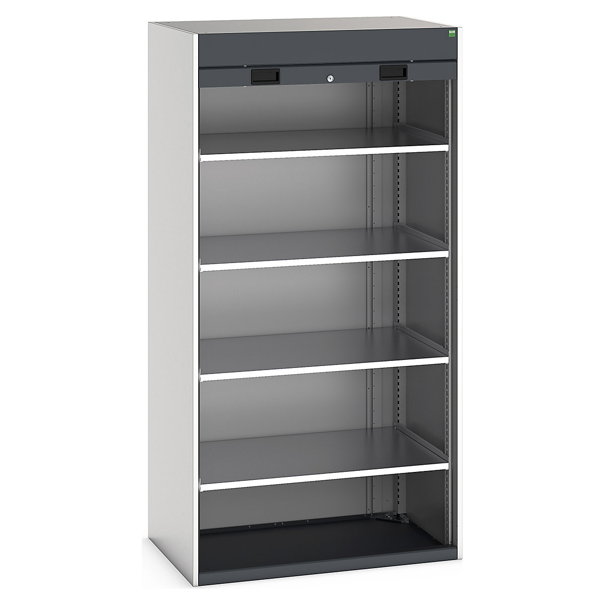 Bott Cubio Roller Shutter Door Cupboards, Bott Cubio Roller Shutter Door Cupboards, Bott Cubio Roller Shutter Door Cupboard | 2000h x 1050w x 650d mm | 4 Shelves | Dark Grey Doors | Light Grey Housing-0