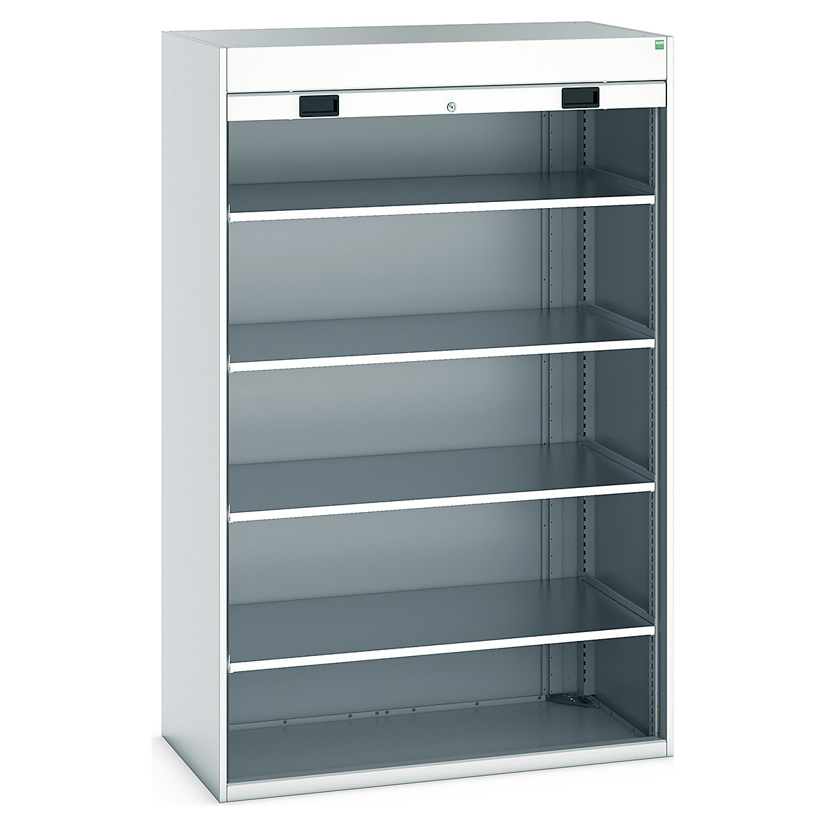 Bott Cubio Roller Shutter Door Cupboards, Bott Cubio Roller Shutter Door Cupboards, Bott Cubio Roller Shutter Door Cupboard | 2000h x 1300w x 650d mm | 4 Shelves | Light Grey Doors | Light Grey Housing-0