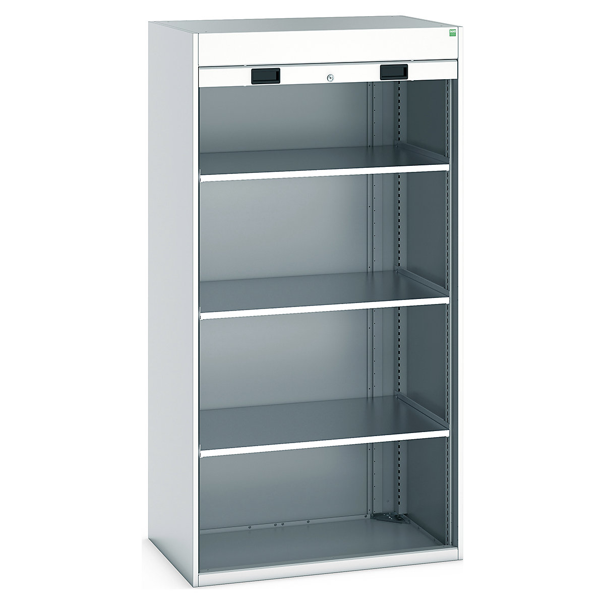 Bott Cubio Roller Shutter Door Cupboards, Bott Cubio Roller Shutter Door Cupboards, Bott Cubio Roller Shutter Door Cupboard | 2000h x 1050w x 650d mm | 3 Shelves | Light Grey Doors | Light Grey Housing-0