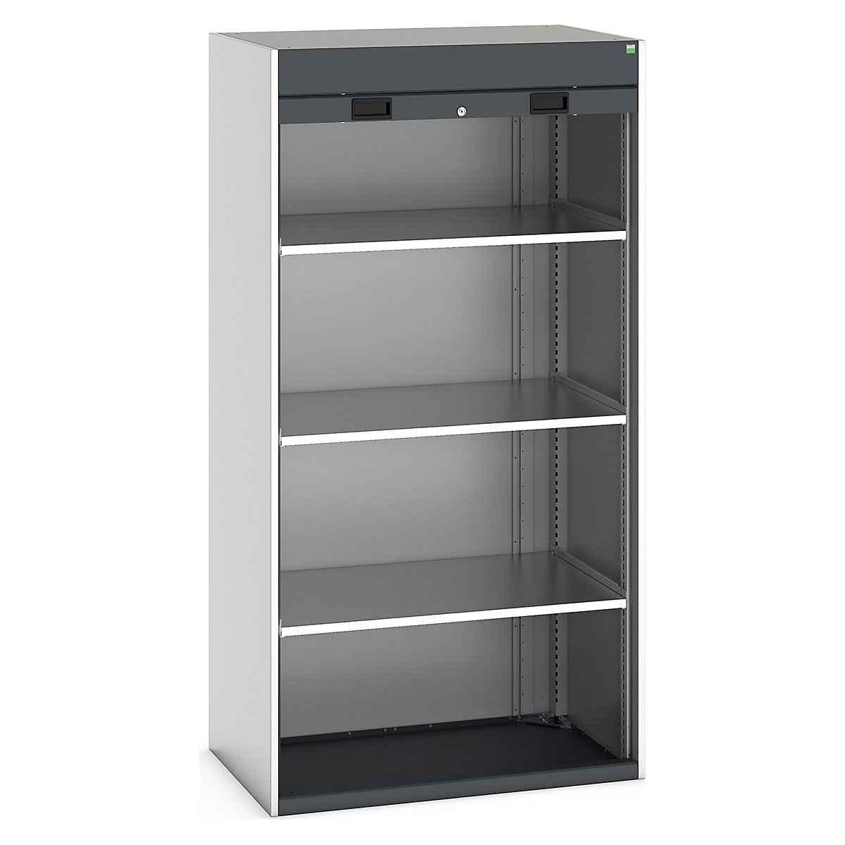 Bott Cubio Roller Shutter Door Cupboards, Bott Cubio Roller Shutter Door Cupboards, Bott Cubio Roller Shutter Door Cupboard | 2000h x 1050w x 650d mm | 3 Shelves | Dark Grey Doors | Light Grey Housing-0