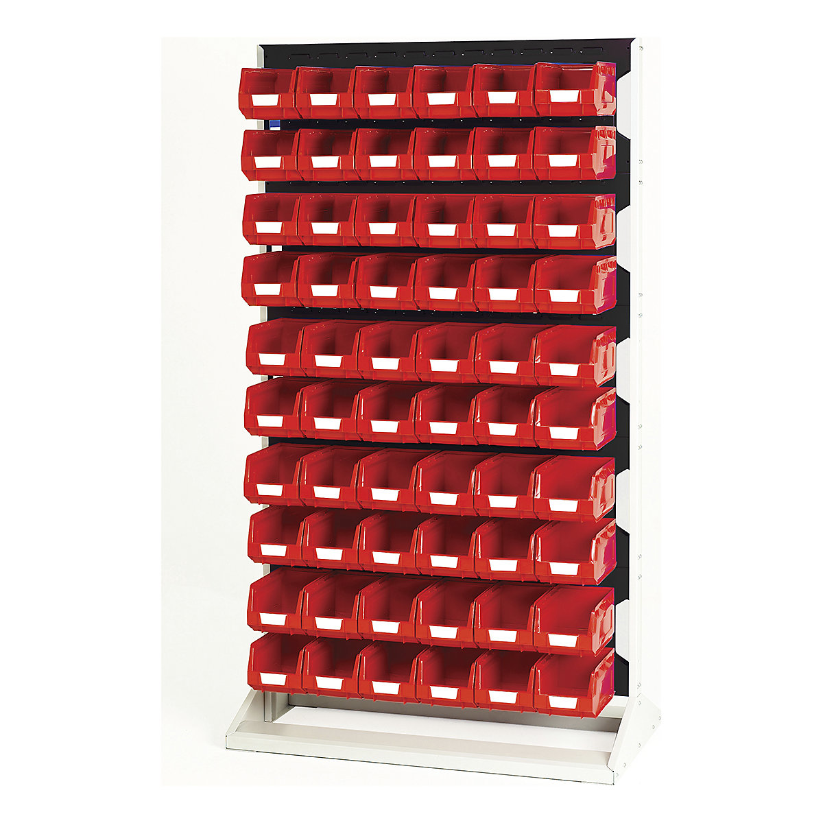 Bott Perfo Louvre Panel Rack | 1775mm High, Bott Perfo Louvre Panel Rack | 1775mm High, Bott Perfo Louvre Panel Rack | Double Sided | 1775h x 1000w x 550d mm | 120 x No. 3 Red Bins | Anthracite Grey-0