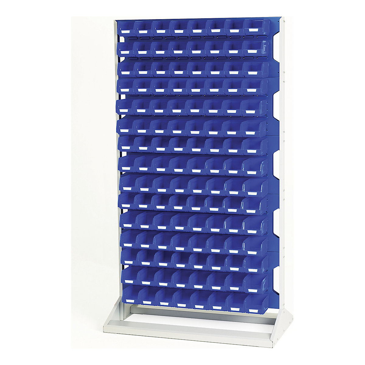 Bott Perfo Louvre Panel Rack | 1775mm High, Bott Perfo Louvre Panel Rack | 1775mm High, Bott Perfo Louvre Panel Rack | Single Sided | 1775h x 1000w x 550d mm | 120 x No. 2 Blue Bins | Blue-0