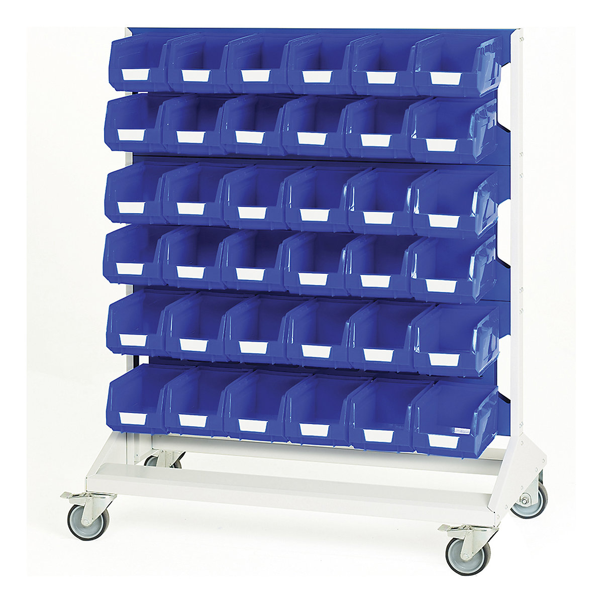 Bott Perfo Louvre Panel Trolleys, Bott Perfo Louvre Panel Trolleys, Bott Perfo Louvre Panel Trolley | Double Sided | 1250h x 1000w x 550d mm | 72 x No. 3 Blue Bins | Blue-0