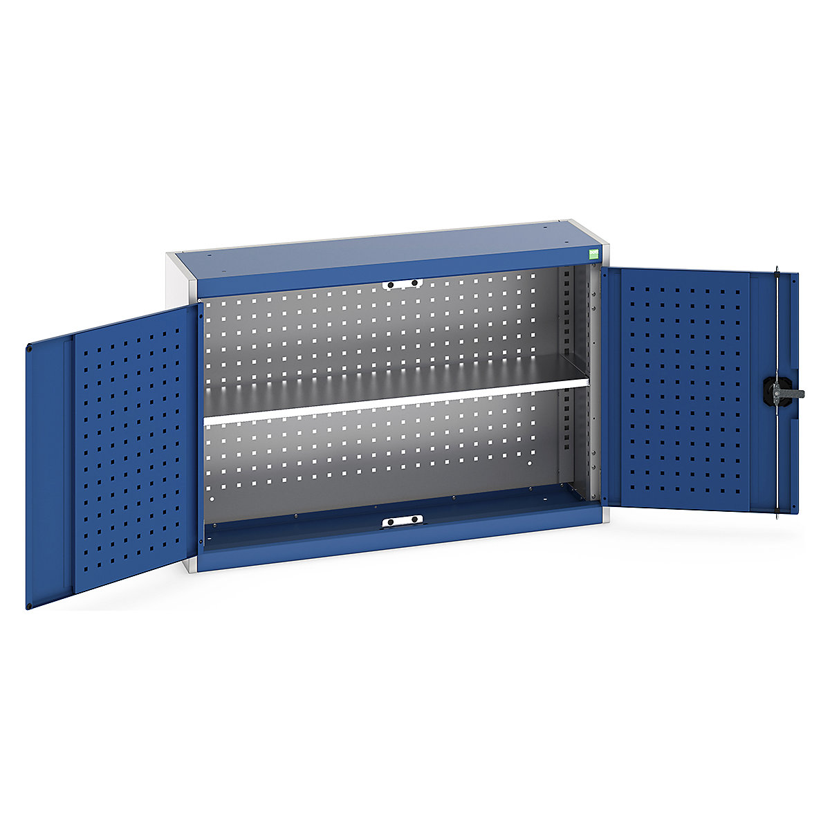 Bott Perfo Wall Cupboards, Bott Perfo Wall Cupboards, Bott Perfo Wall Cupboard | 700h x 1050w x 325d mm | Perforated Door & Back | 1 Galvanised Shelf | Blue Doors | Light Grey Housing-0