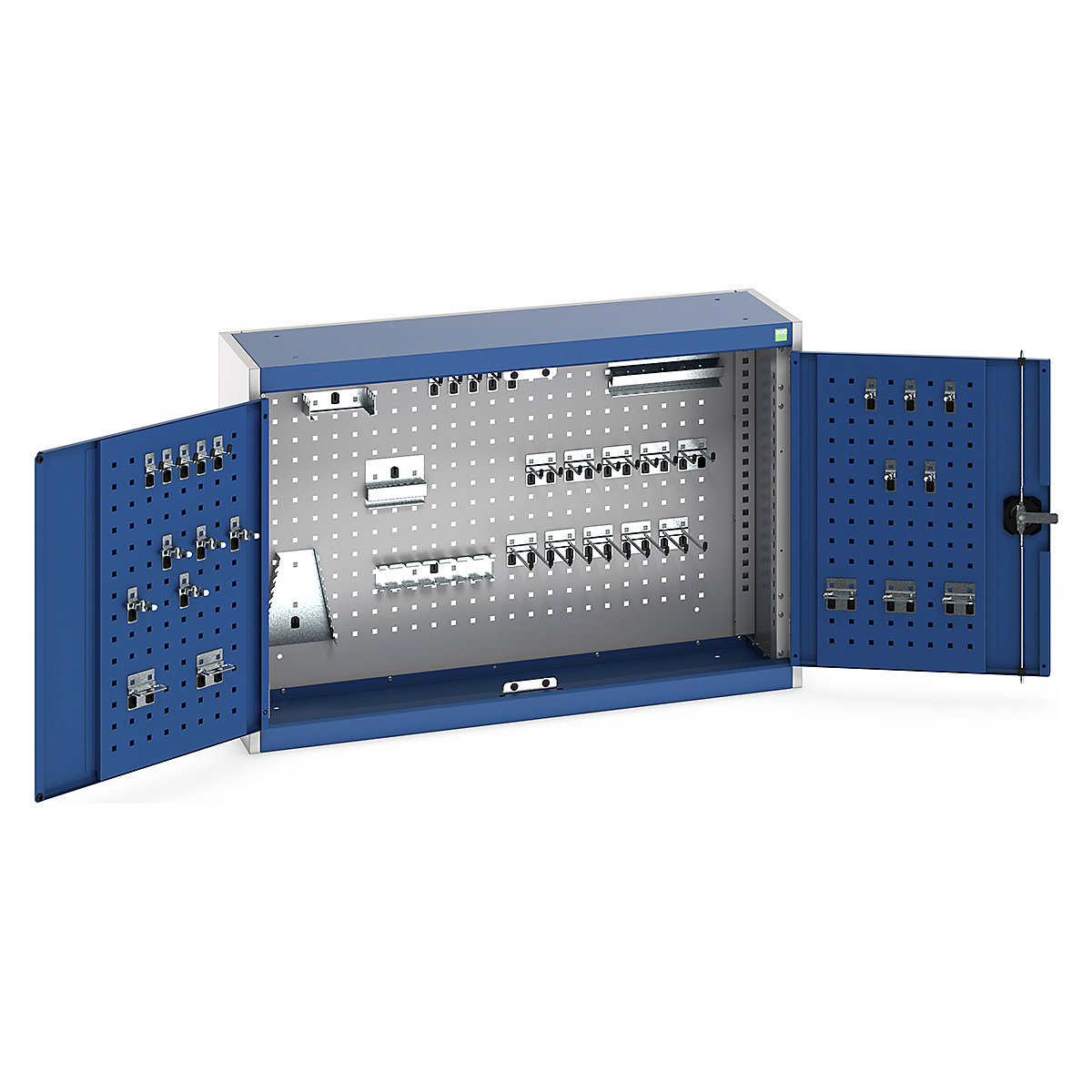 Bott Perfo Wall Cupboards, Bott Perfo Wall Cupboards, Bott Perfo Wall Cupboard | 700h x 1050w x 325d mm | Perforated Door & Back | 40 Piece Hook Kit | Blue Doors | Light Grey Housing-0