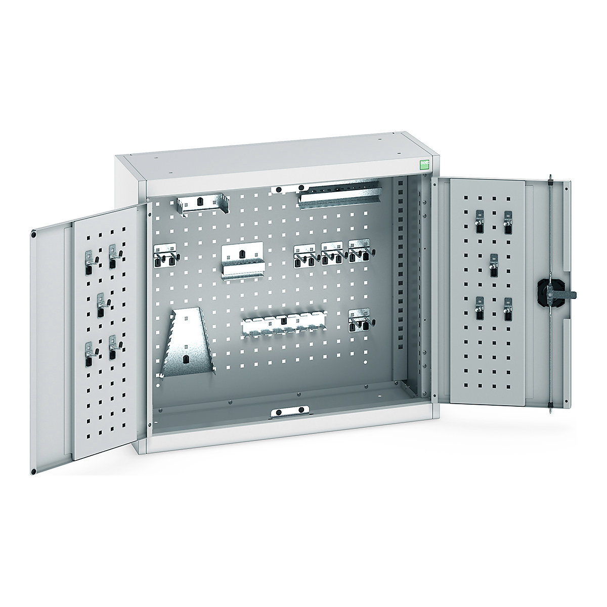 Bott Perfo Wall Cupboards, Bott Perfo Wall Cupboards, Bott Perfo Wall Cupboard | 700h x 800w x 325d mm | Perforated Door & Back | 20 Piece Hook Kit | Light Grey Doors | Light Grey Housing-0