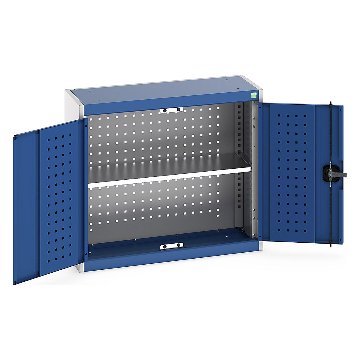 Bott Perfo Wall Cupboards, Bott Perfo Wall Cupboards, Bott Perfo Wall Cupboard | 700h x 800w x 325d mm | Perforated Door & Back | 1 Galvanised Shelf | Blue Doors | Light Grey Housing-0