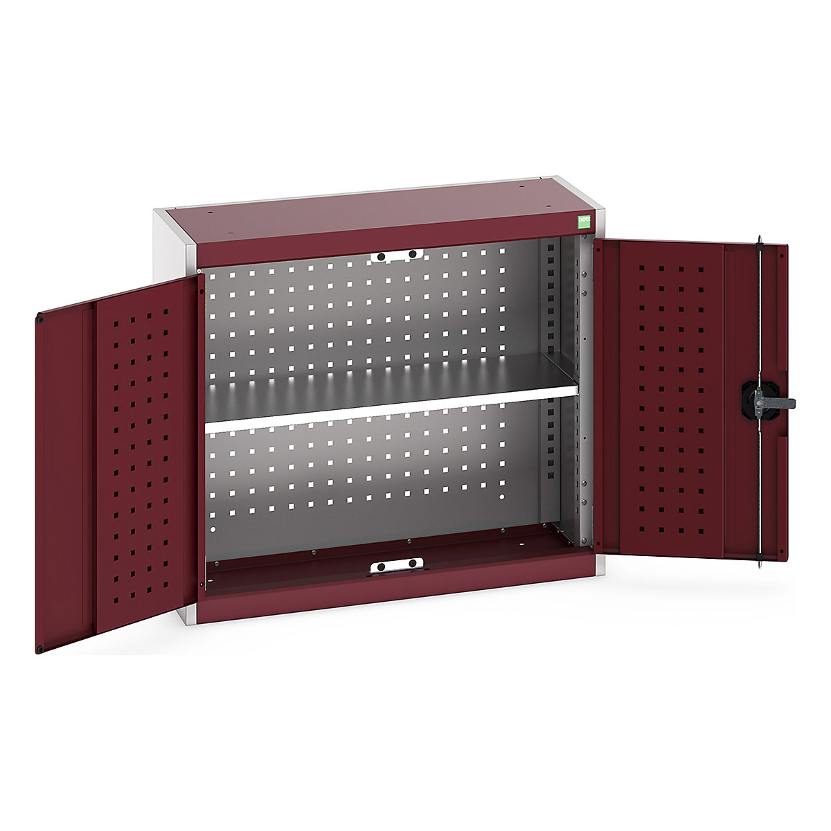 Bott Perfo Wall Cupboards, Bott Perfo Wall Cupboards, Bott Perfo Wall Cupboard | 700h x 800w x 325d mm | Perforated Door & Back | 1 Galvanised Shelf | Red Doors | Light Grey Housing-0