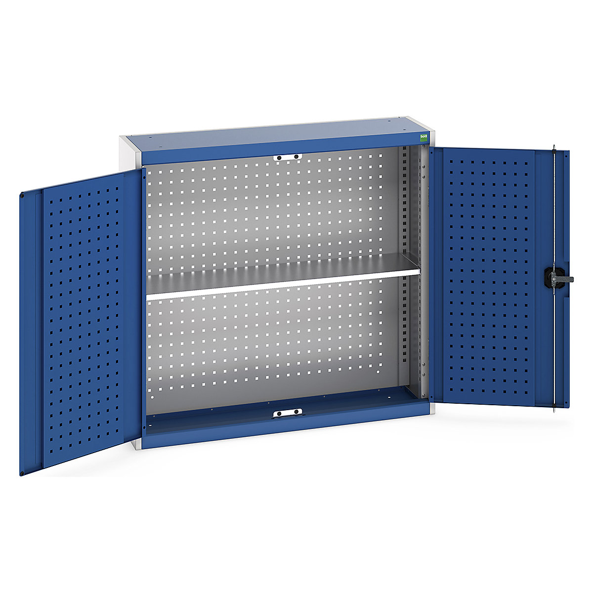Bott Perfo Wall Cupboards, Bott Perfo Wall Cupboards, Bott Perfo Wall Cupboard | 1000h x 1050w x 325d mm | Perforated Door & Back | 1 Galvanised Shelf | Blue Doors | Light Grey Housing-0