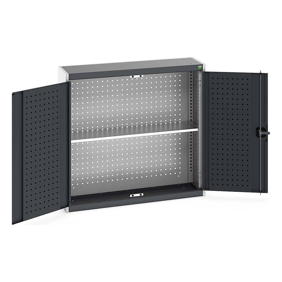 Bott Perfo Wall Cupboards, Bott Perfo Wall Cupboards, Bott Perfo Wall Cupboard | 1000h x 1050w x 325d mm | Perforated Door & Back | 1 Galvanised Shelf | Dark Grey Doors | Light Grey Housing-0