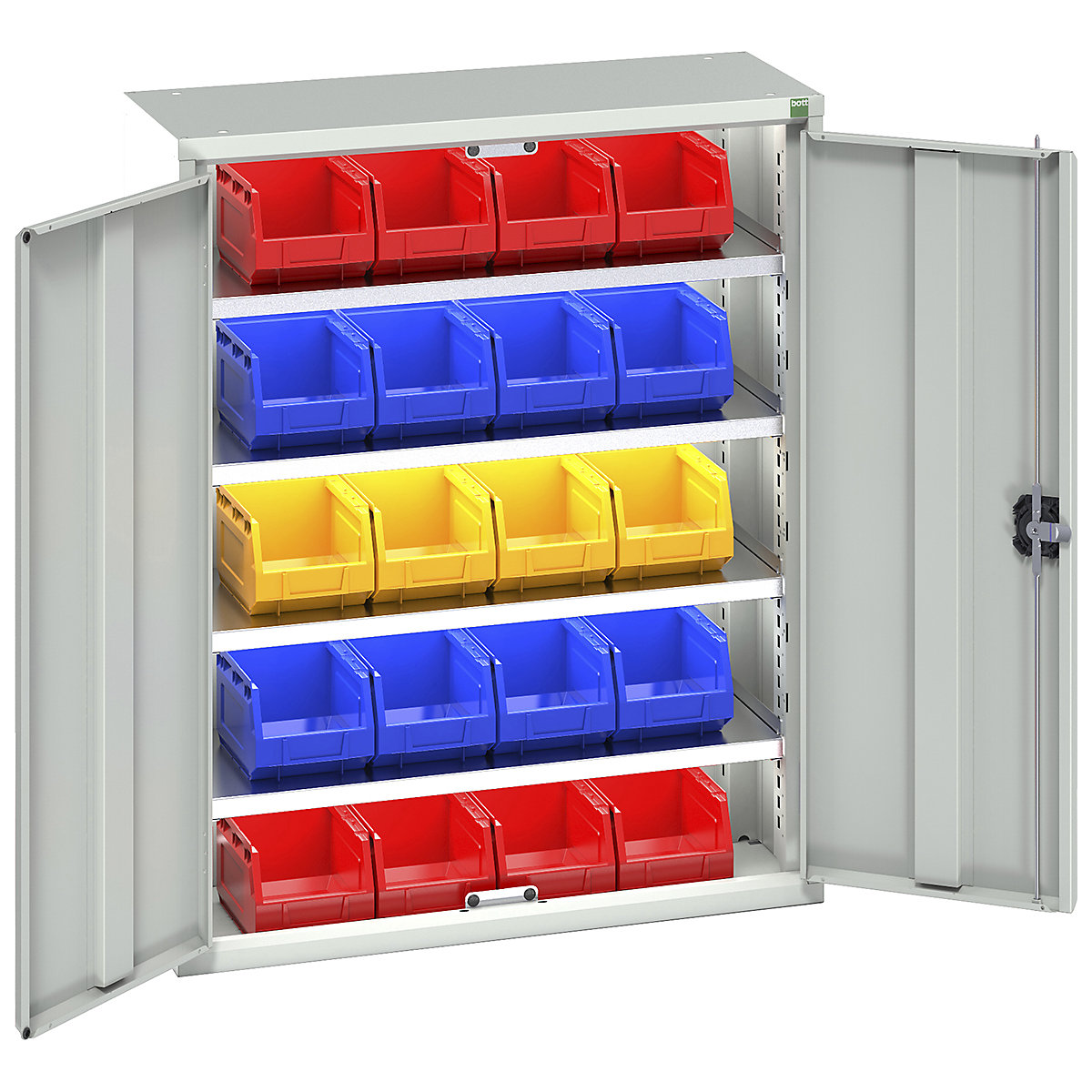 Bott Verso Bin Cupboards, Bott Verso Bin Cupboards, Bott Verso Bin Cupboard | 1000h x 800w x 350d mm | 4 Shelves | 20 x No 3 Bins | Light Grey-0