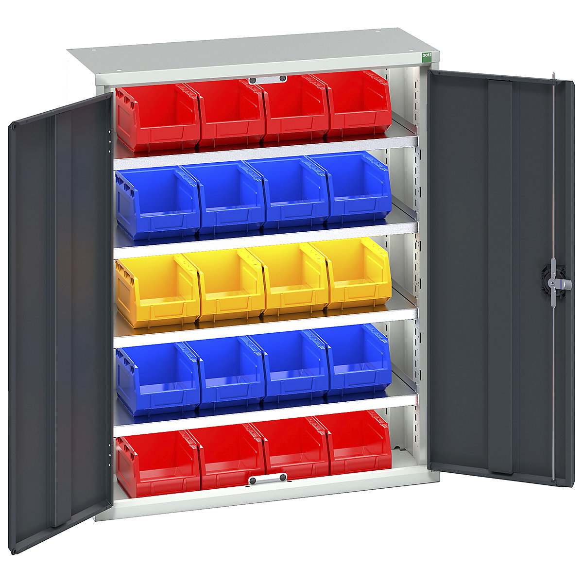 Bott Verso Bin Cupboards, Bott Verso Bin Cupboards, Bott Verso Bin Cupboard | 1000h x 800w x 350d mm | 4 Shelves | 20 x No 3 Bins | Anthracite Grey-0