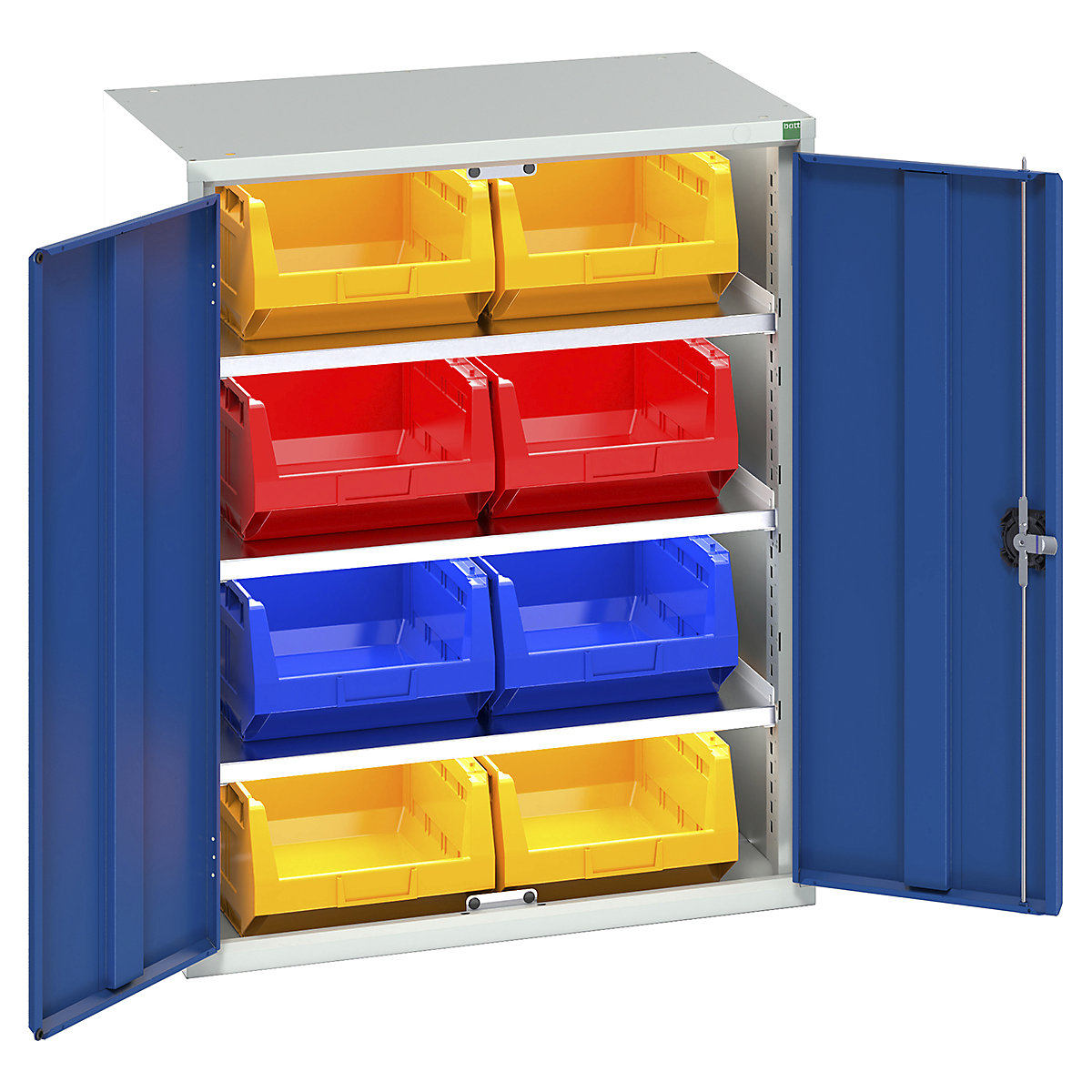 Bott Verso Bin Cupboards, Bott Verso Bin Cupboards, Bott Verso Bin Cupboard | 1000h x 800w x 550d mm | 3 Shelves | 8 x No. 5 Bins | Blue-0