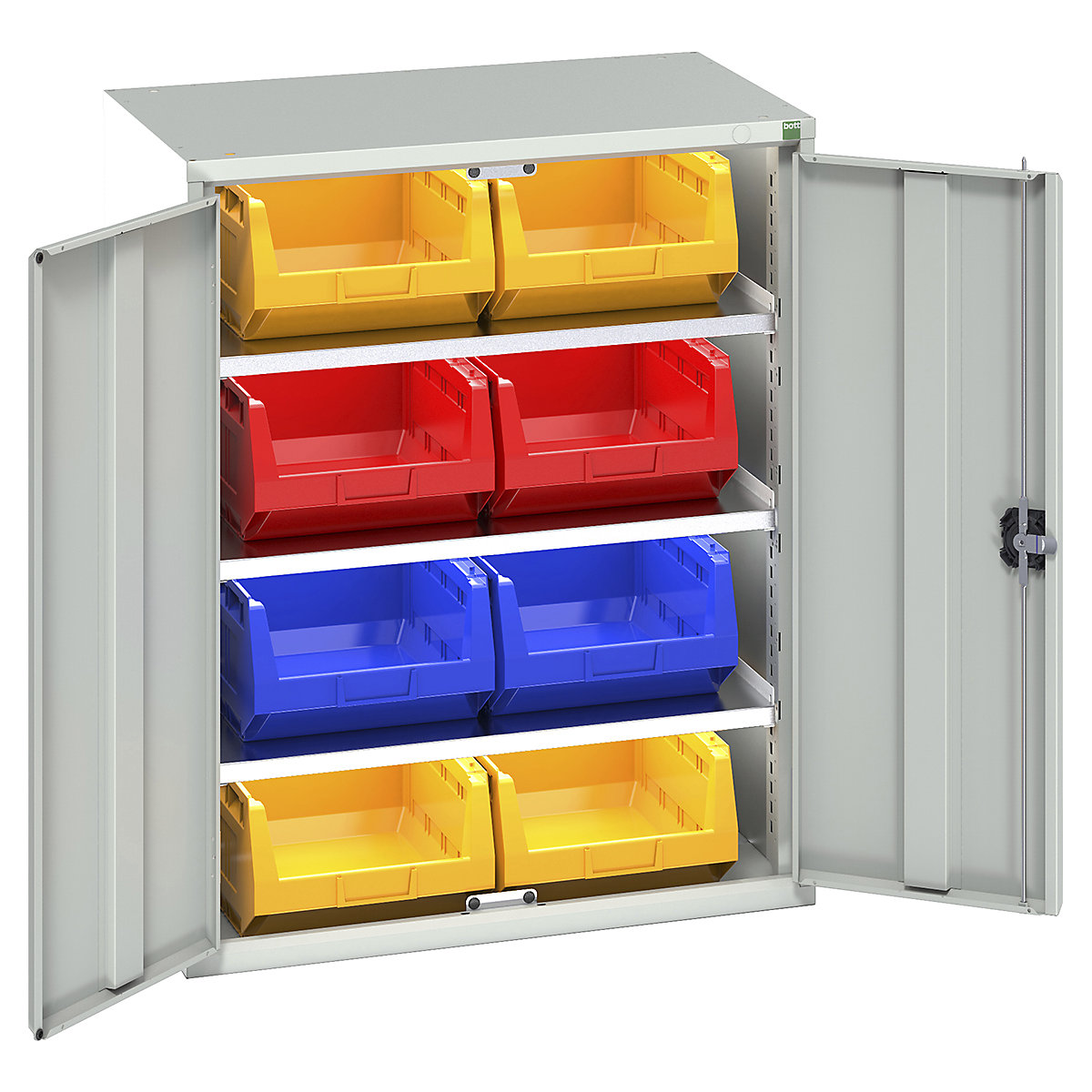 Bott Verso Bin Cupboards, Bott Verso Bin Cupboards, Bott Verso Bin Cupboard | 1000h x 800w x 550d mm | 3 Shelves | 8 x No. 5 Bins | Light Grey-0