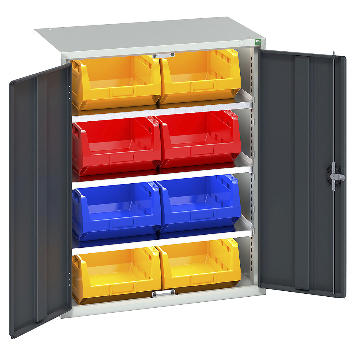 Bott Verso Bin Cupboards, Bott Verso Bin Cupboards, Bott Verso Bin Cupboard | 1000h x 800w x 550d mm | 3 Shelves | 8 x No. 5 Bins | Anthracite Grey-0