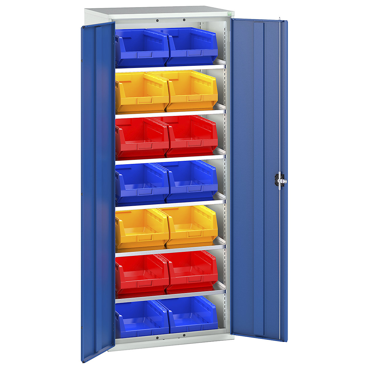 Bott Verso Bin Cupboards, Bott Verso Bin Cupboards, Bott Verso Bin Cupboard | 2000h x 800w x 550d mm | 6 Shelves | 14 x No. 5 Bins | Blue-0