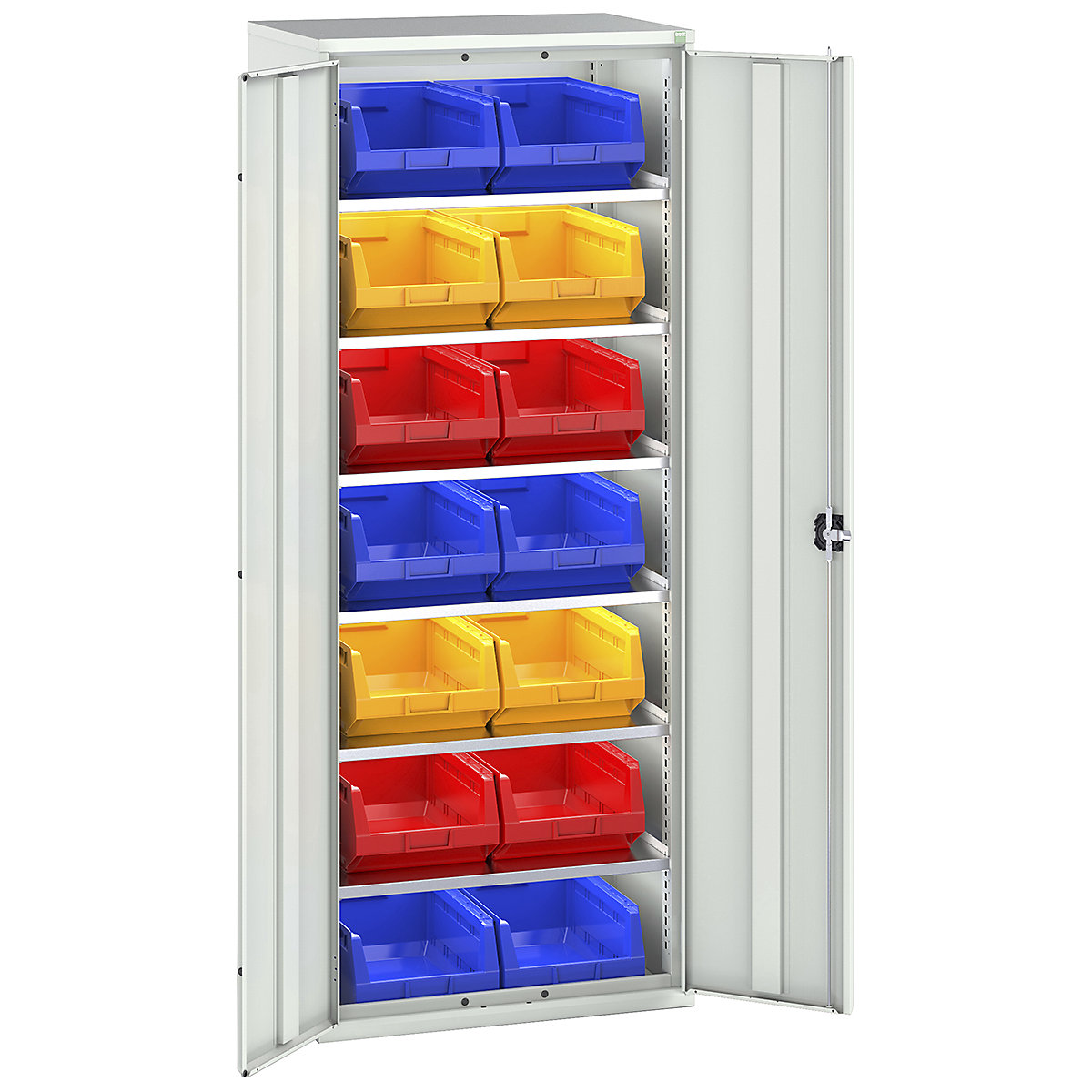 Bott Verso Bin Cupboards, Bott Verso Bin Cupboards, Bott Verso Bin Cupboard | 2000h x 800w x 550d mm | 6 Shelves | 14 x No. 5 Bins | Light Grey-0