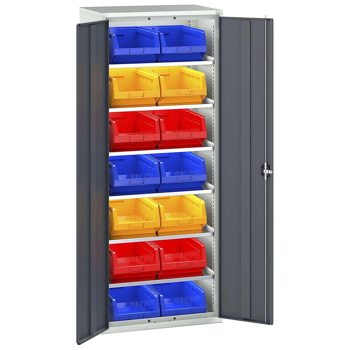 Bott Verso Bin Cupboards, Bott Verso Bin Cupboards, Bott Verso Bin Cupboard | 2000h x 800w x 550d mm | 6 Shelves | 14 x No. 5 Bins | Anthracite Grey-0