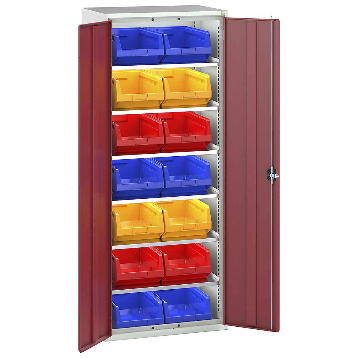 Bott Verso Bin Cupboards, Bott Verso Bin Cupboards, Bott Verso Bin Cupboard | 2000h x 800w x 550d mm | 6 Shelves | 14 x No. 5 Bins | Red-0
