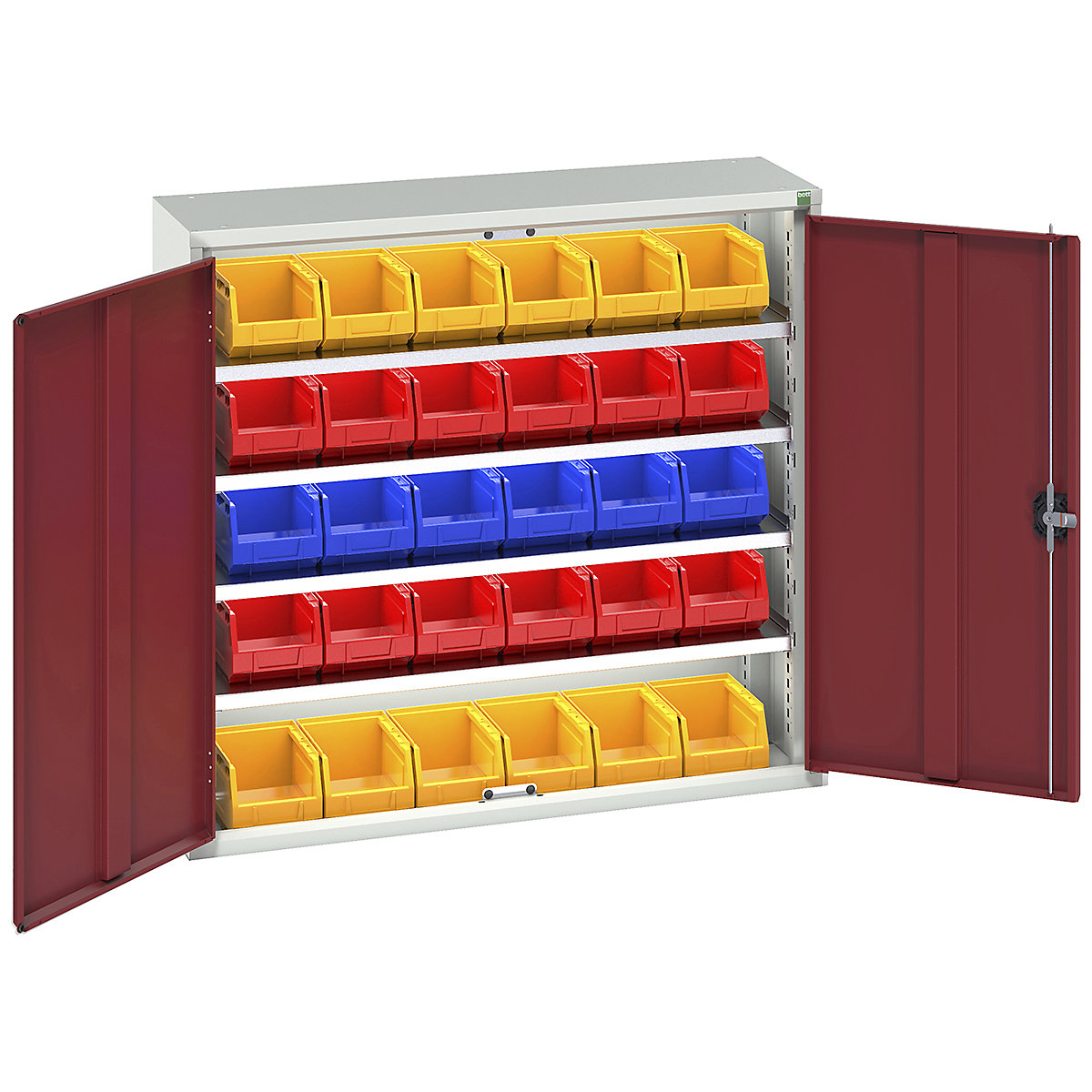 Bott Verso Bin Cupboards, Bott Verso Bin Cupboards, Bott Verso Bin Cupboard | 1000h x 1050w x 350d mm | 4 Shelves | 30 x No. 3 Bins | Red-0
