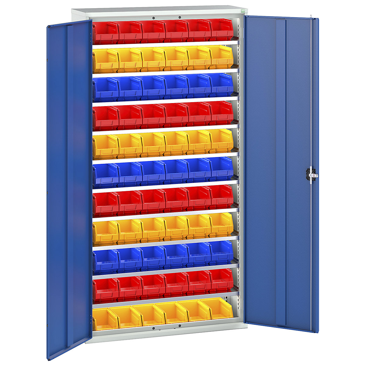 Bott Verso Bin Cupboards, Bott Verso Bin Cupboards, Bott Verso Bin Cupboard | 2000h x 1050w x 350d mm | 10 Shelves | 66 x No. 3 Bins | Blue-0